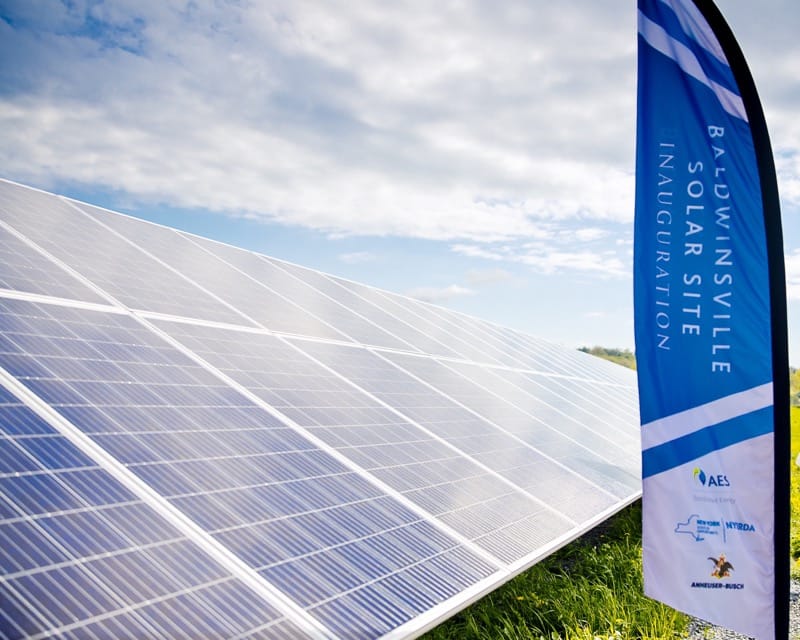 Baldwinsville Solar panels and banner